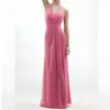 дълга рокля розова тюлена деколте стилна ефектна