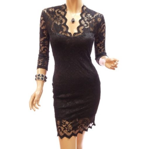 дантелена рокля в черно елегантен модел подходяща за вечеря парти