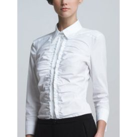 дамска бяла памучна риза делова дълги ръкави