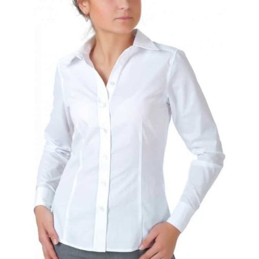 дамска бяла риза дълъг ръкав нееластична стилна
