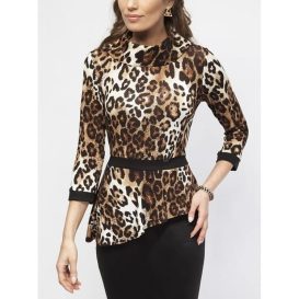 блуза тип бюстие тигрова елегантна дълъг ръкав