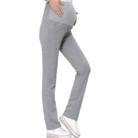 панталон бременни сив цвят с джобове памук