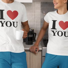 BLACK T-SHIRTS FOR COUPLE - I LOVE YOU